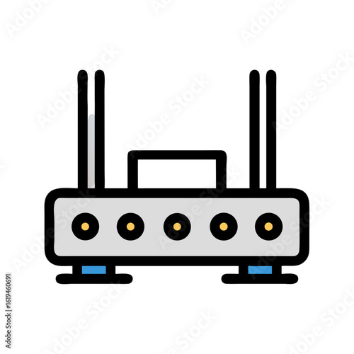 Flat design illustration of a wireless router device