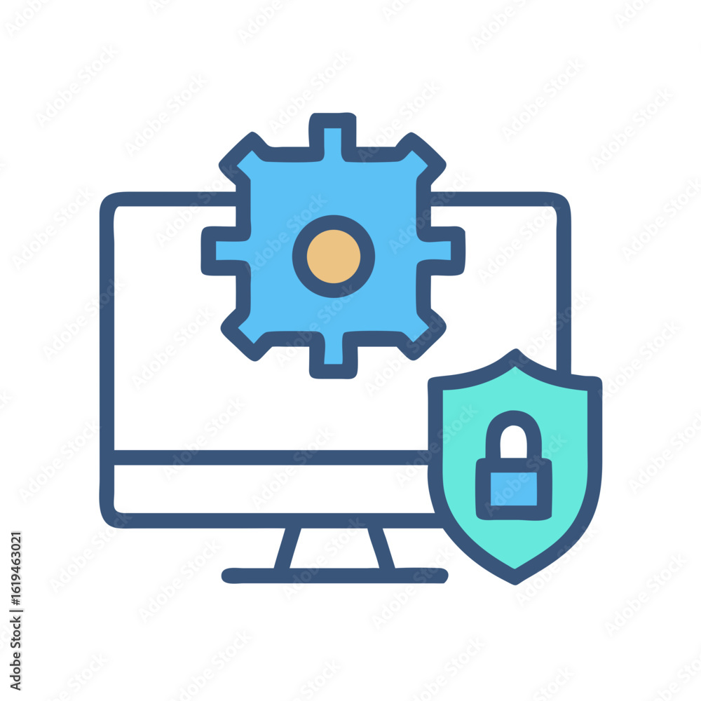 Computer security setup, settings adjustments and access control symbol Computer security setup, settings adjustments and access control symbol