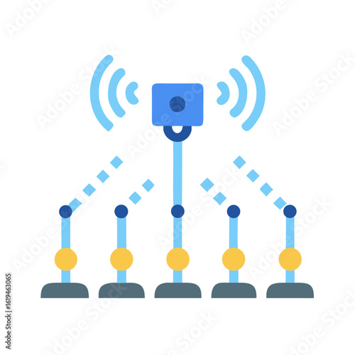 Centralized wireless sensor network with multiple nodes in flat style