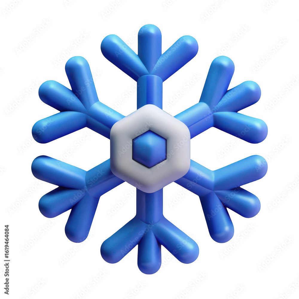 Fototapeta premium 3d snowflake isolated on transparent background