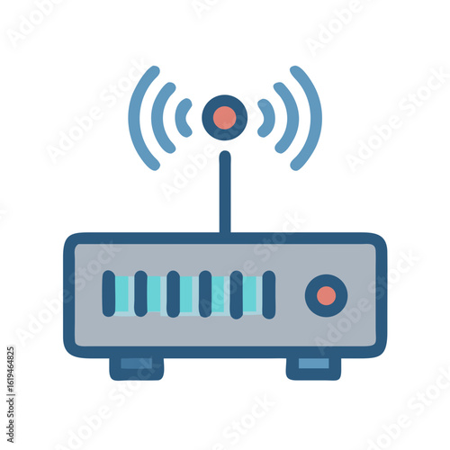 Stylized wifi router icon with signal waves illustration