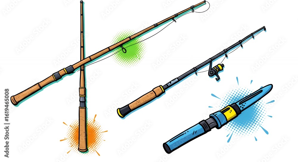 Fototapeta premium Fishing rods illustration