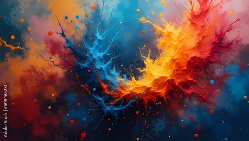 Explosive Symphony of Colors: A mesmerizing artwork of swirling colors, a vibrant display of the emotional spectrum, creating a visual feast for the eyes.