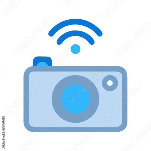 Flat icon illustration of a wireless camera on black