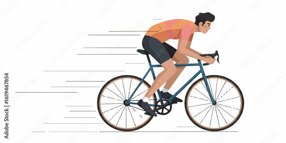 Fototapeta premium Cyclist Vector Illustration in Motion with Clean Lines