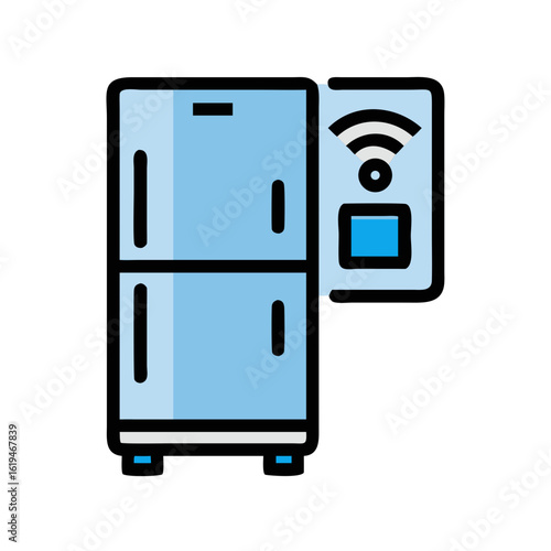 Smart refrigerator connected with wifi with black background design