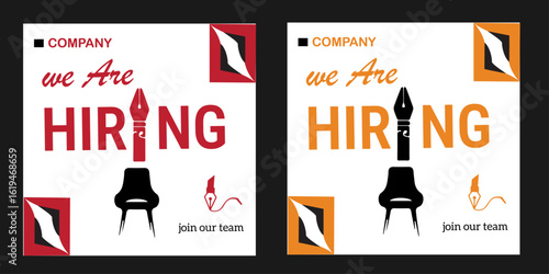 Hiring square banner ads template design for social media post.Modern and creative hiring square banner template design for social media post.We are hiring job social media posts, ads banner templat

