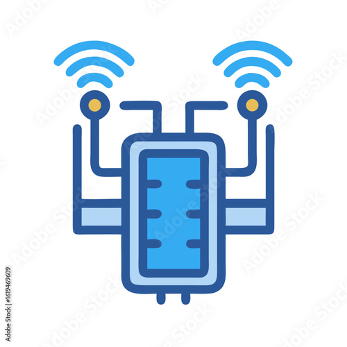 Stylized Wireless Server Illustration on Black Background for Technology