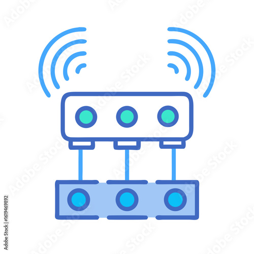 Blue vector illustration of a network router icon