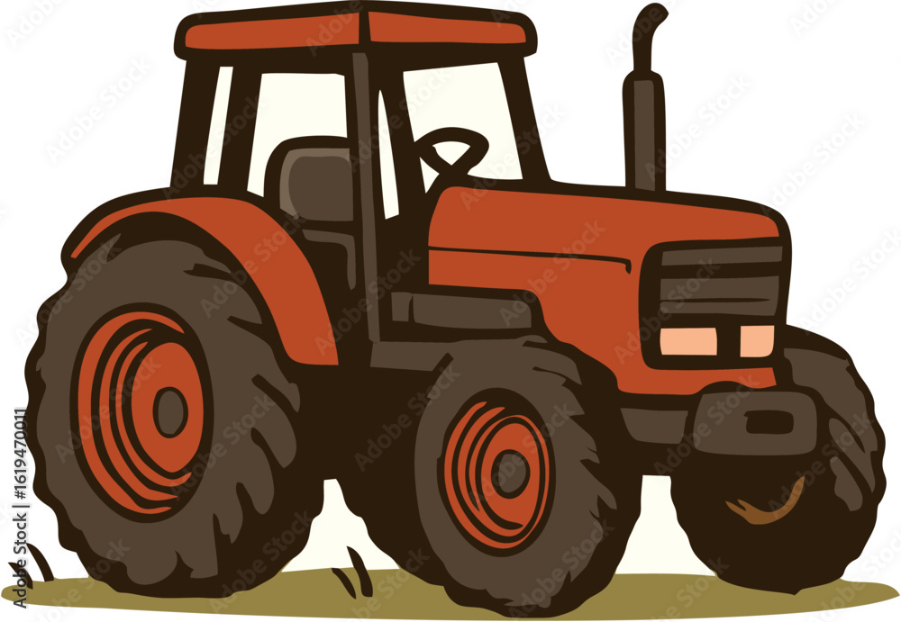 Obraz premium Traktor berwarna merah