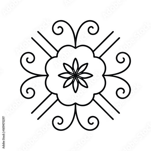 Baked Apple Centerpiece Mandala for Christmas Design Line Art Vector illustration