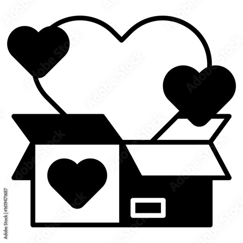 Heart Box Black Fill Icon