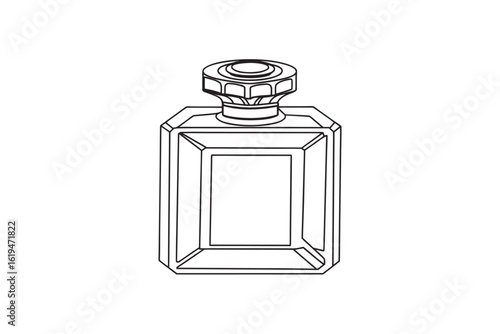 Elegant Perfume Bottle Outline Simple and Modern Design Perfect for Beauty and Fragrance Concepts Minimalist Style Isolated on White Background Vector Illustration