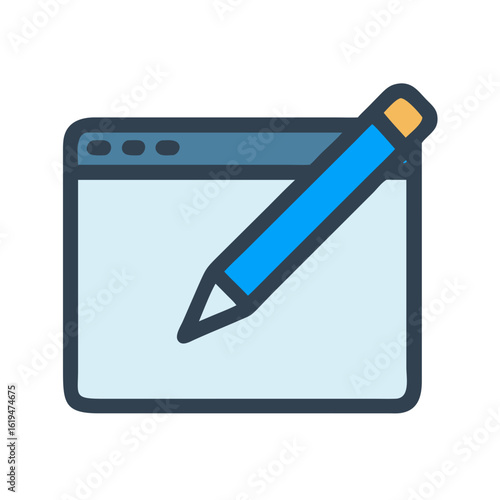 Web page creation and design illustration with a pencil