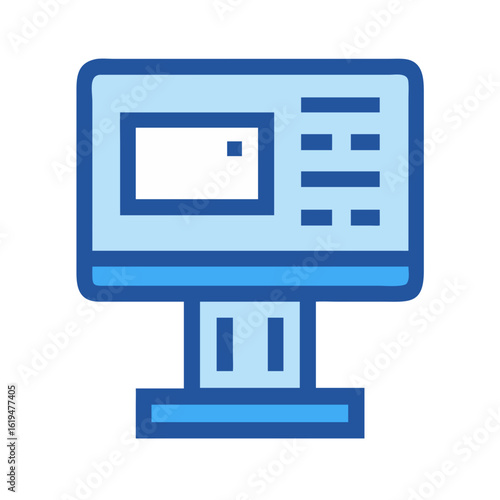 Stylized vector icon of computer monitor with light blue fill