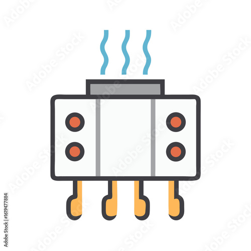Vector Illustration of a Heater with Rising Blue Lines