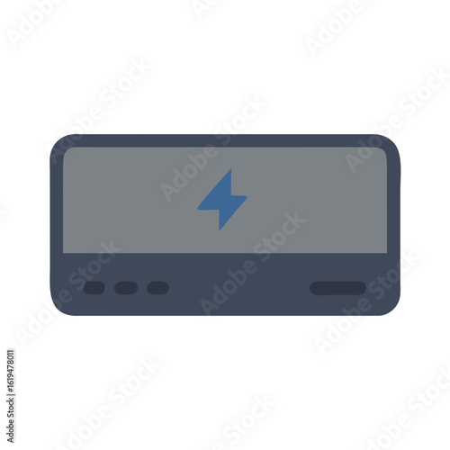 Modern gray power bank charger on a black background