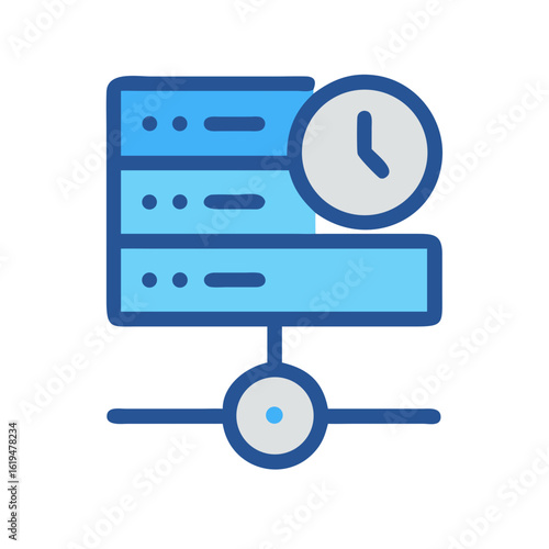 Data server with clock icon representing real-time updates