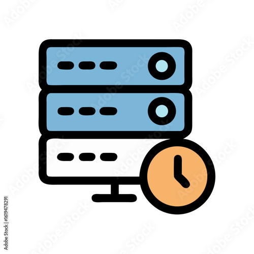 Server data stack with time clock symbol vector image
