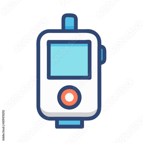 Isolated blood glucose meter illustration with blue details flat