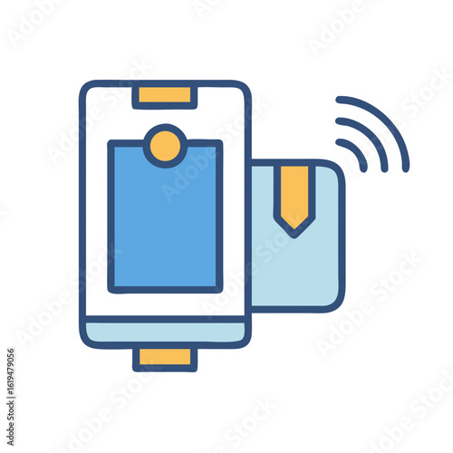 Mobile payment processing with NFC technology represented graphically