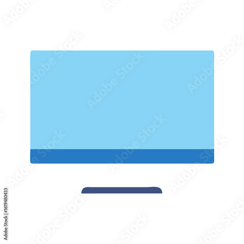 Minimalist computer monitor icon with light blue screen display