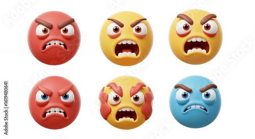 Angry emoji faces illustration graphic design