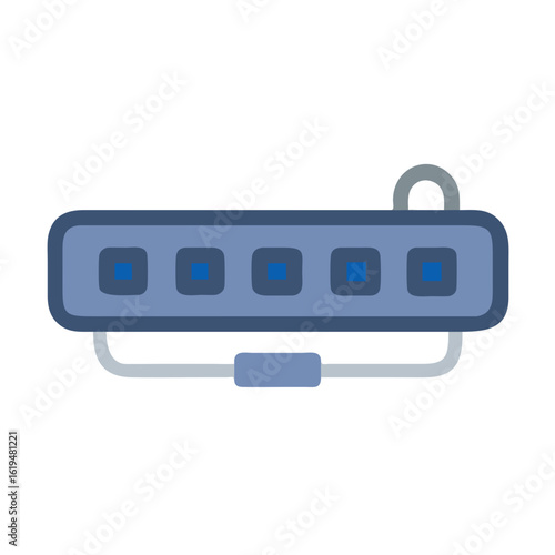 Blue multi-port USB hub isolated against a black background