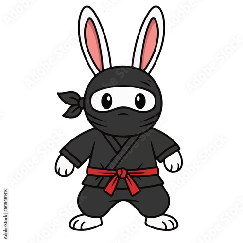 Cartoon Black Bunny Ninja