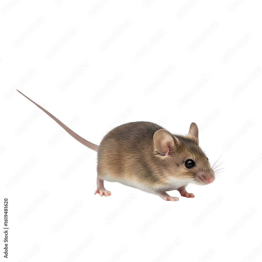 Small brown house mouse with a long tail isolated on transparent background Small brown house mouse with a long tail isolated on transparent background