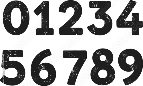 Black numbers digits numeric counting grunge style zero to nine