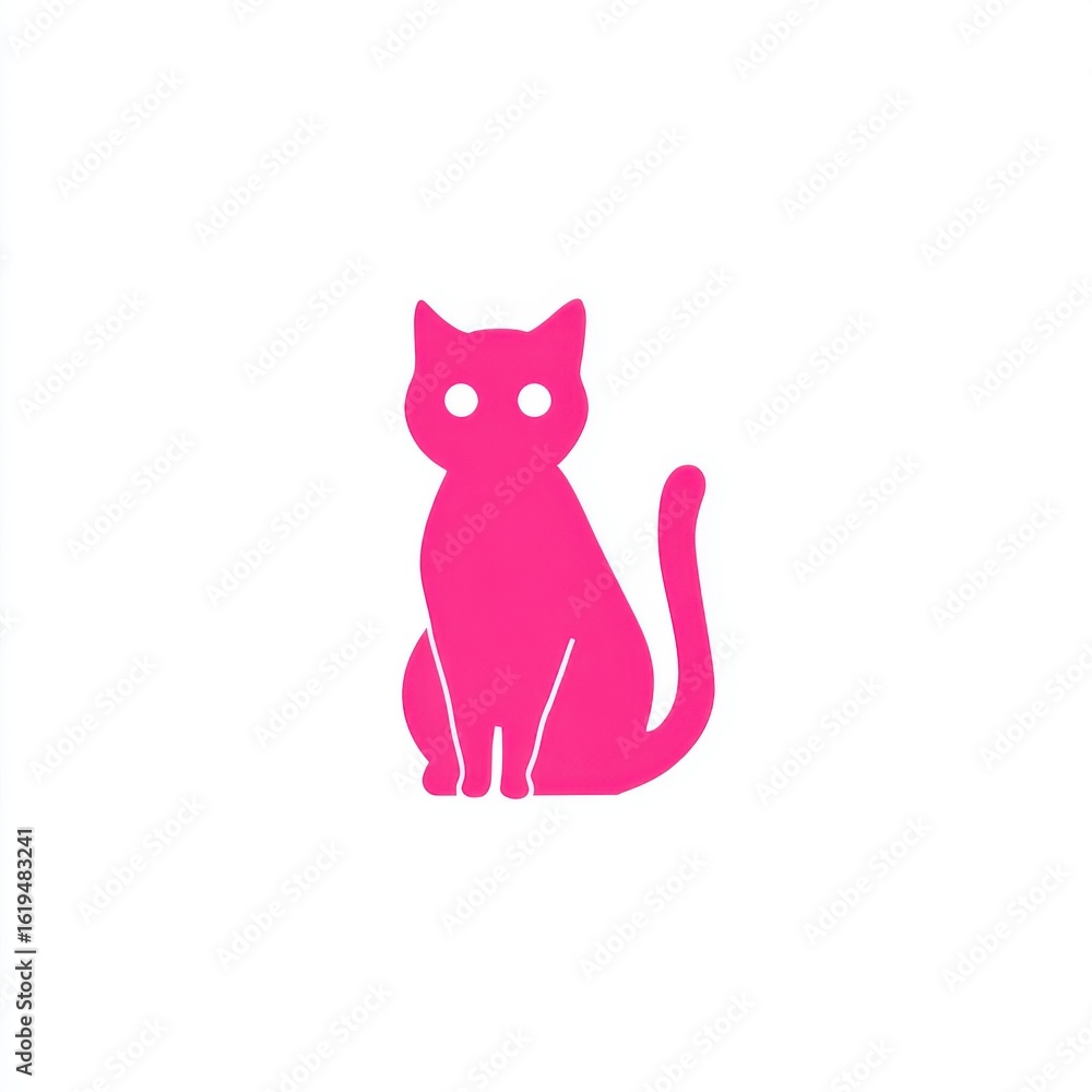 Fototapeta premium Pink Cat Silhouette on White Background