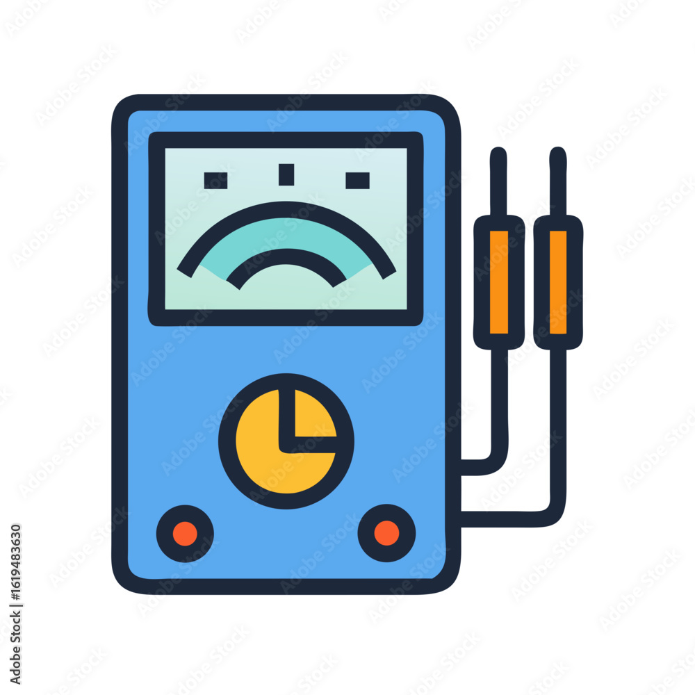 Cartoon Multimeter for Electrical Measurement on a Black Background Cartoon Multimeter for Electrical Measurement on a Black Background