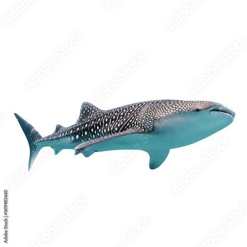 Whale shark swimming gracefully in ocean water isolated on transparent background