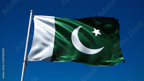 Pakistan national flag hide in beautiful clouds. Pakistan national flag for independence day, 14Th of august happy pakistan independence day. Vector template , Generative Ai