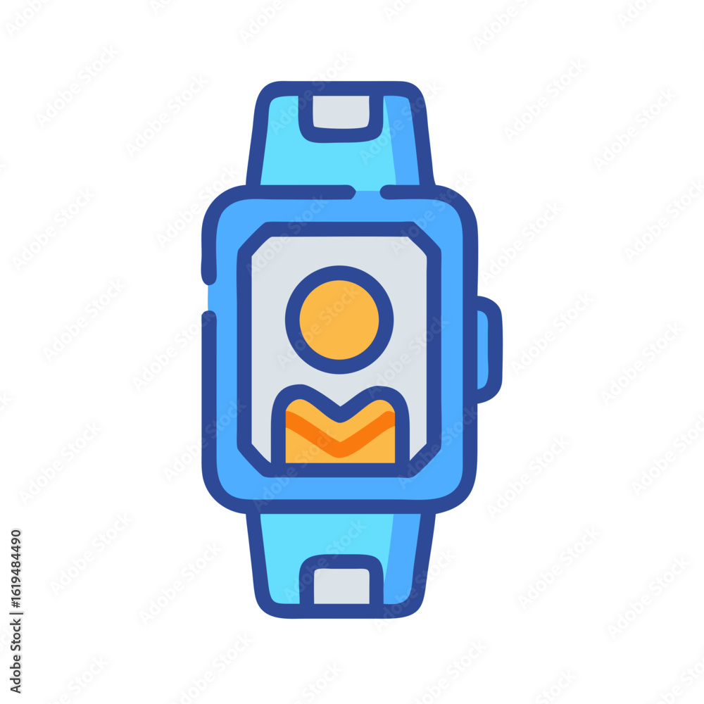 Fototapeta premium Smartwatch displaying user profile icon on black background