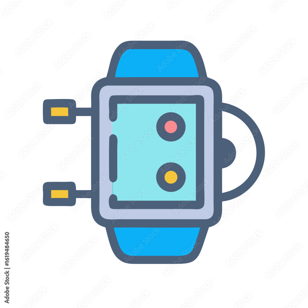 Stylized Smartwatch Illustration with Blue and Light Blue Colors Stylized Smartwatch Illustration with Blue and Light Blue Colors