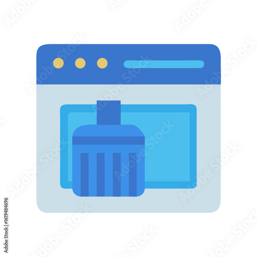 Web page trash icon for website deletion concept design