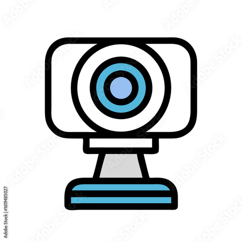 Simple vector icon of a webcam with black background