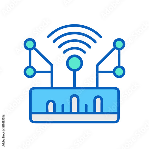 Modern illustration of Wi-Fi router with connection nodes