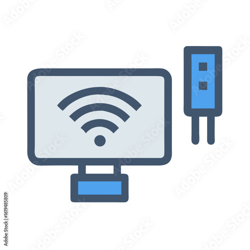 Desktop computer with wireless symbol and central processing unit