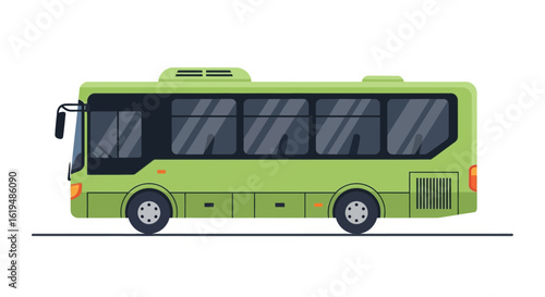 Green passenger bus with tinted windows on white background transportation Vector illustration of