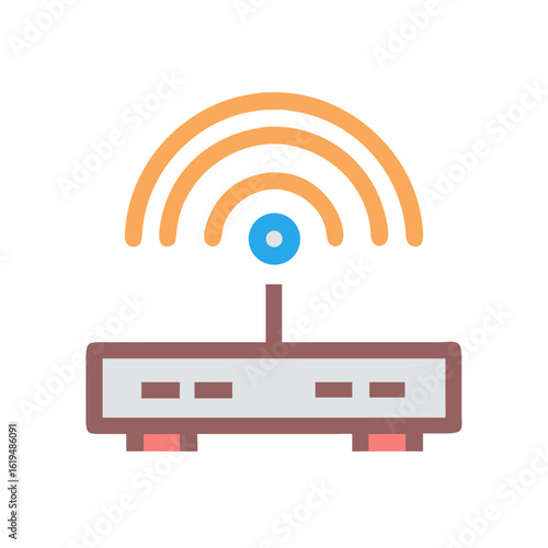 Router device with wireless signal transmission concept illustration design