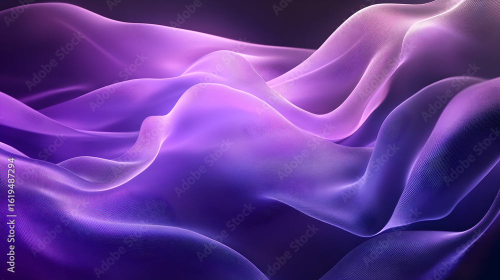 Fototapeta premium Abstract purple silk waves background, modern smooth flowing texture design