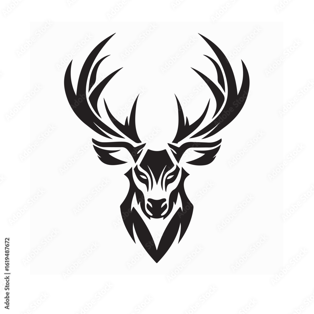 Fototapeta premium Deer head logo design with antlers, perfect for rustic home or wall decoration