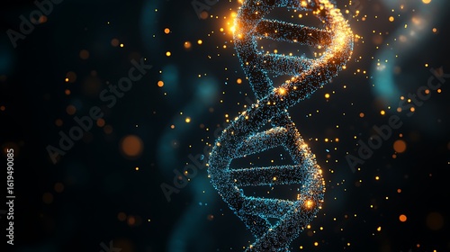 Fototapeta Naklejka Na Ścianę i Meble -  A dna structure design with glowing particles.