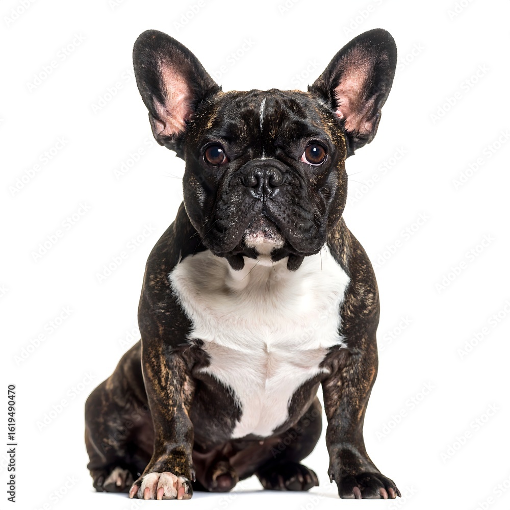 Fototapeta premium French Bulldog sitting, front view