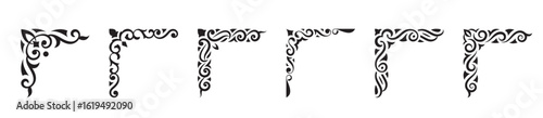 ornamental border corner frame vector set