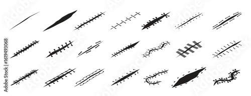 suture icons set isometric style