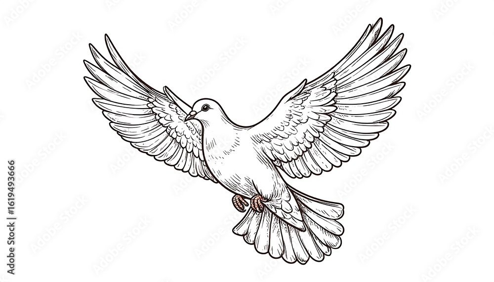 Fototapeta premium Elegant white dove in flight